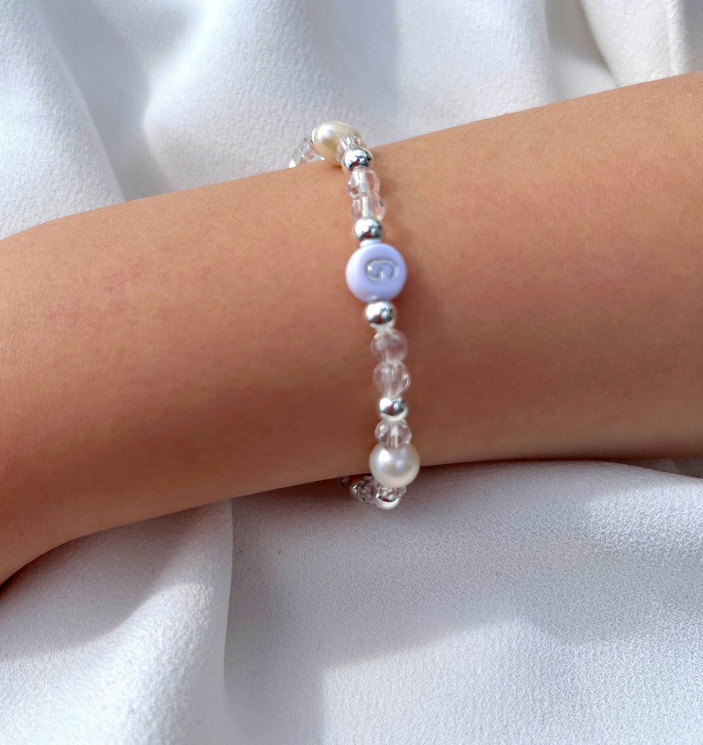 Crystal & silver communion bracelet