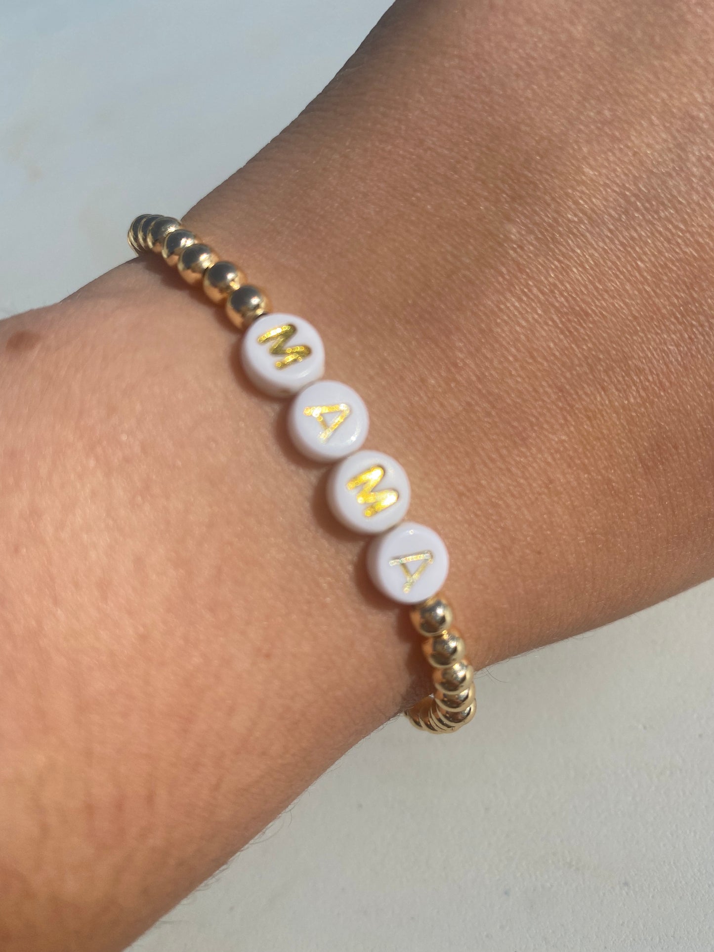 Personalised gold beaded bracelet