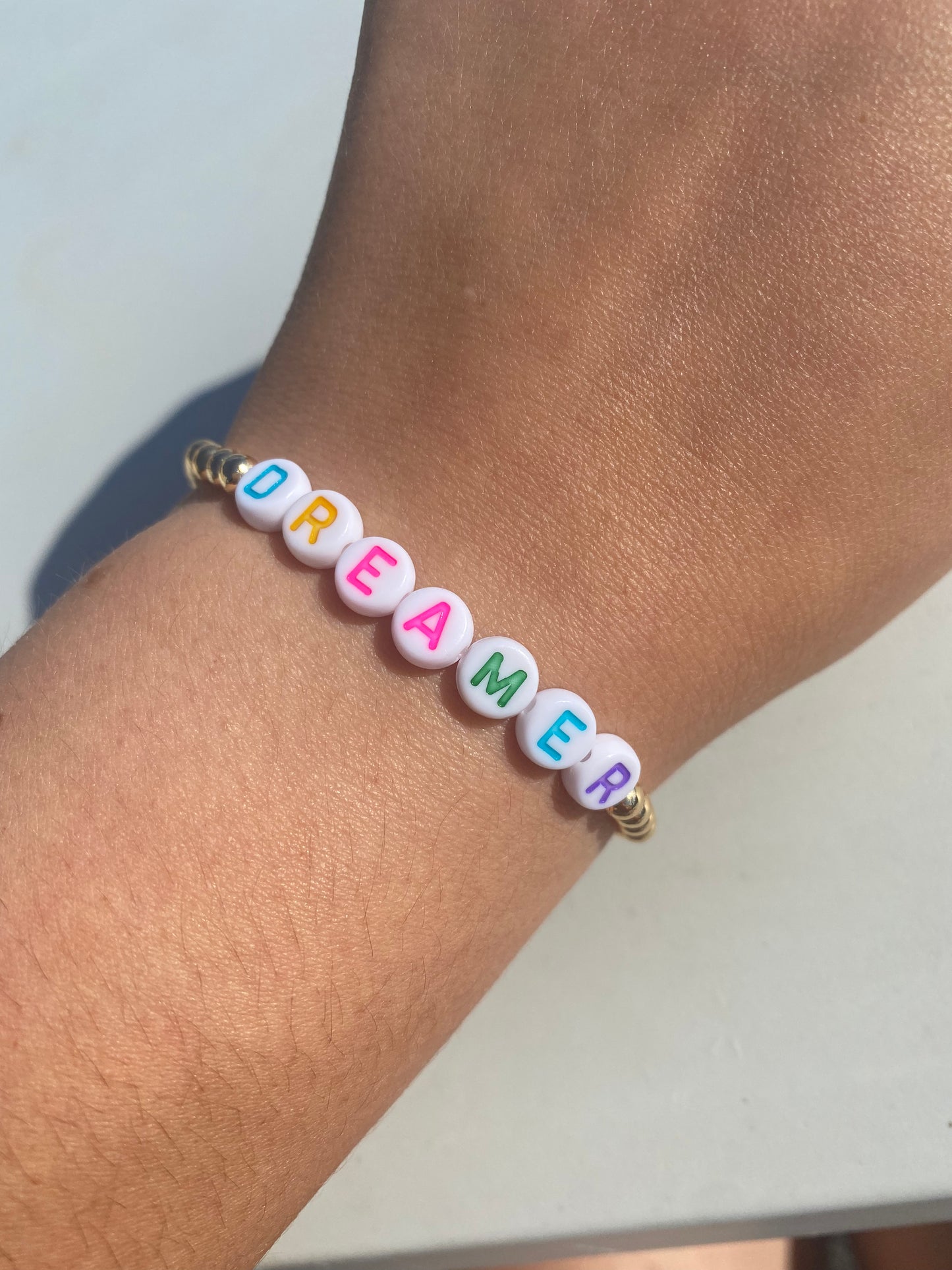 Personalised gold beaded bracelet